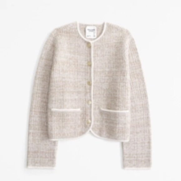 Abercrombie & Fitch Women's Novelty Button Tweed-Inspired Sweater Jacket Large